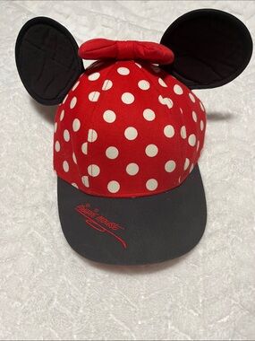 Disney Pink Polka Dot Minnie Ear Cap with Black Trim